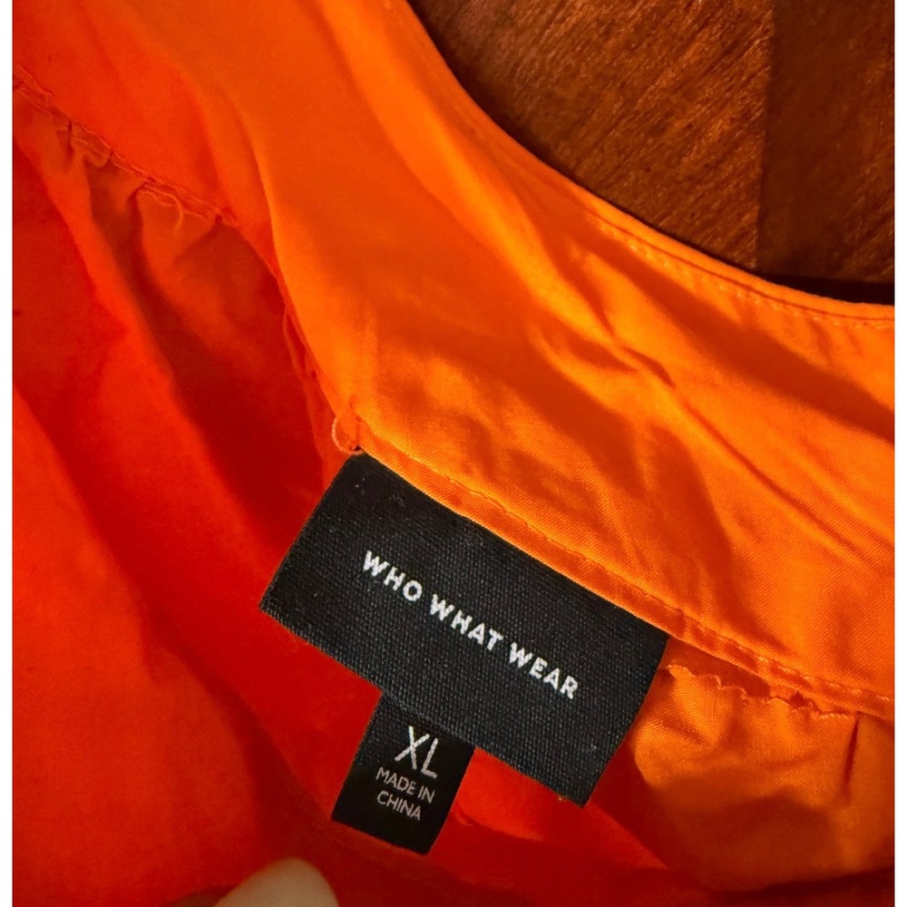 Who What Wear Orange One Shoulder Tiered Maxi Dress Cotton XL - Picture 5 of 8